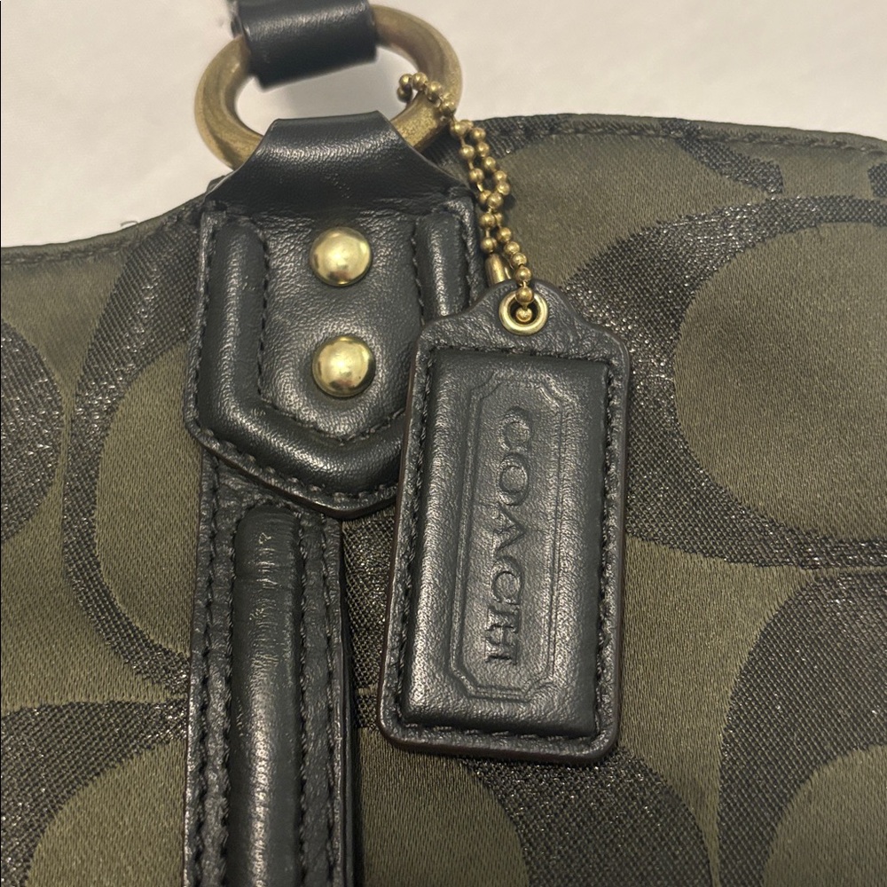 VTG Coach Campbell Signature Metallic Green Carryall Satchel Shoulder Bag F26246 - Picture 15 of 16